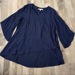 Cristina B 3/4 sleeve blue flowy top